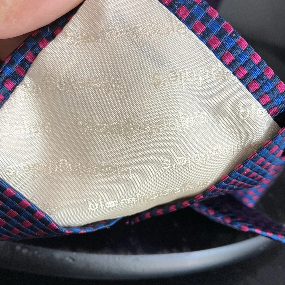 Bloomingdale's Soho Silk Tie Blue Pink Textured Micro Check Made England